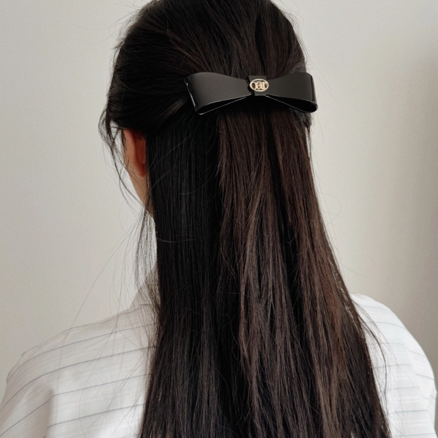 Classic Marble RIbbon Hair Barrette [Black] 대표5.jpg