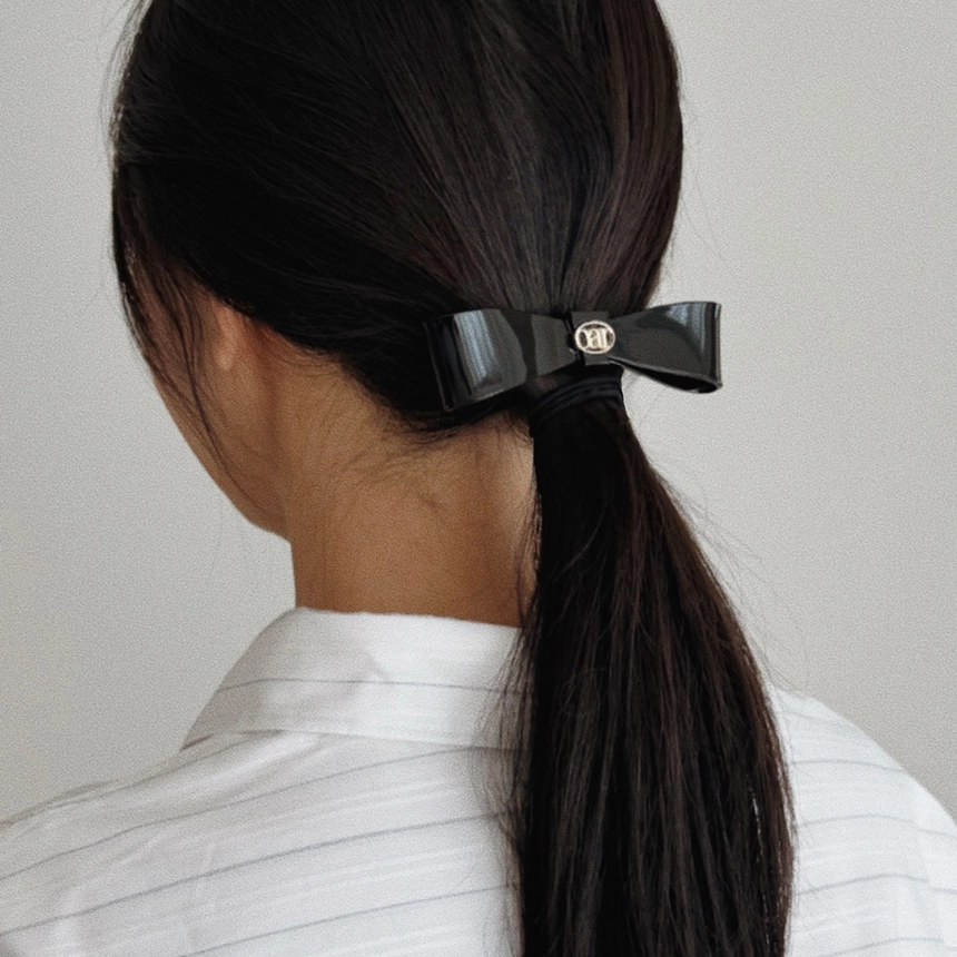 Classic Marble RIbbon Hair Barrette [Black] 대표6.jpg