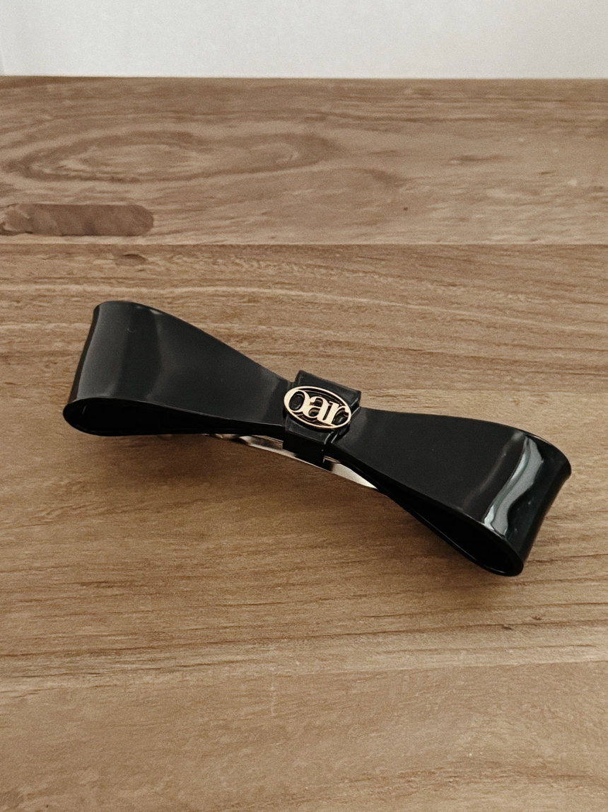 Classic Marble RIbbon Hair Barrette [Black] 대표.jpg