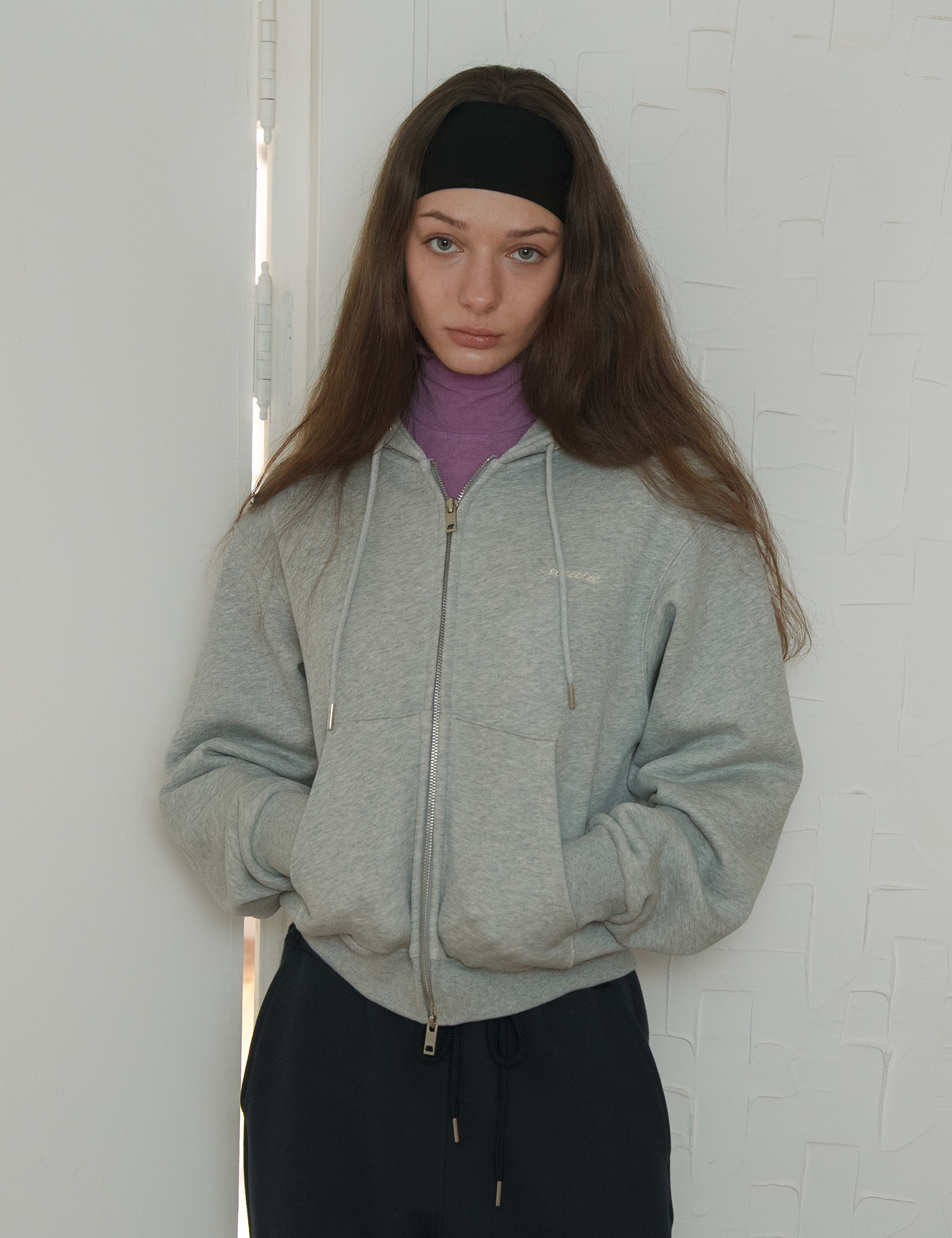 [nugu限定商品]Classic Zip-up Hoodie (Melange Gray)