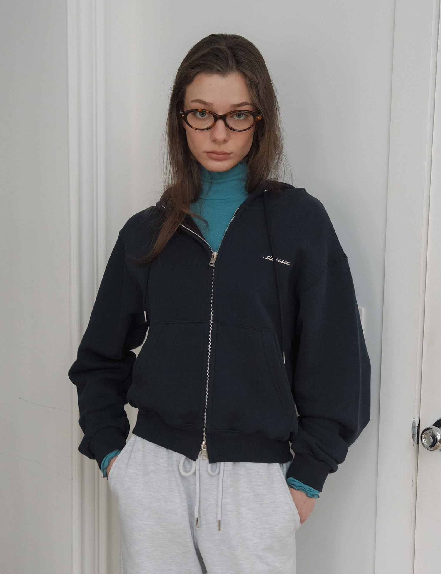 [nugu限定商品]Classic Zip-up Hoodie (Navy)