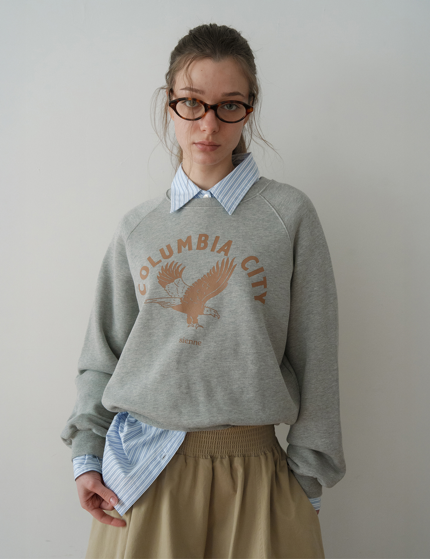 [nugu限定商品]Columbia Sweatshirt (Melange Gray)