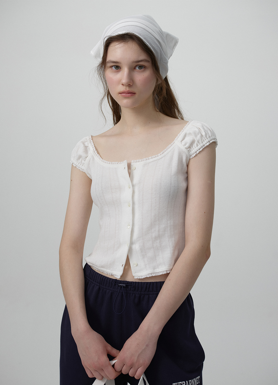 Corin Button Sleeveless Top_Ivory