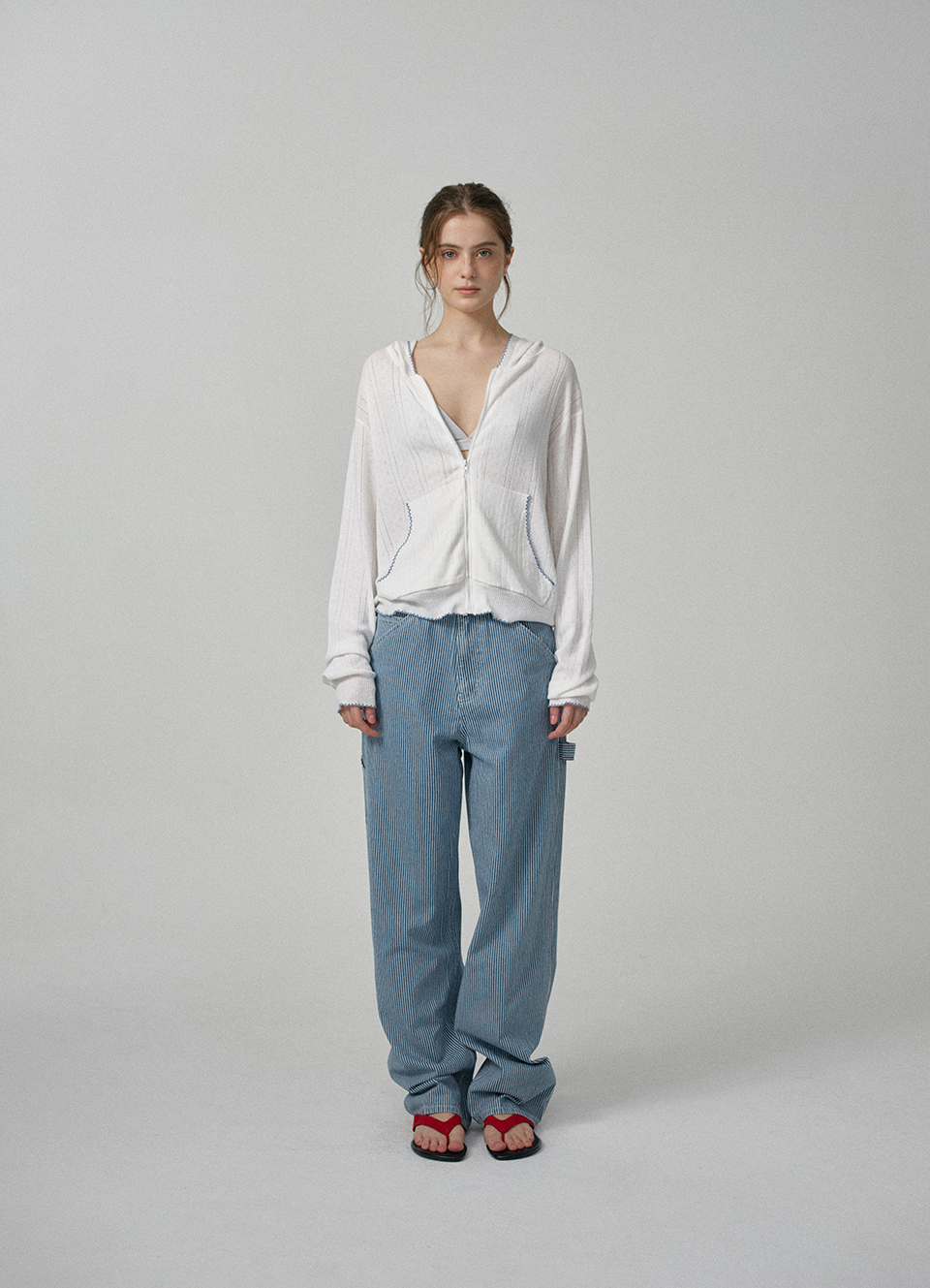 Cotton Eyelet Hooded Knit_Ivory