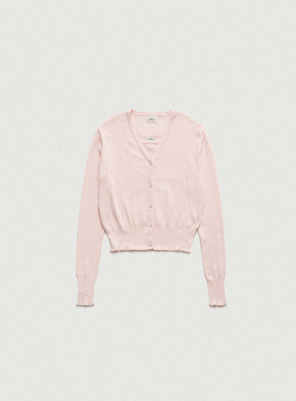 Cotton Eyelet Knit Cardigan Ensemble With Sleeveless Top_Light Pink