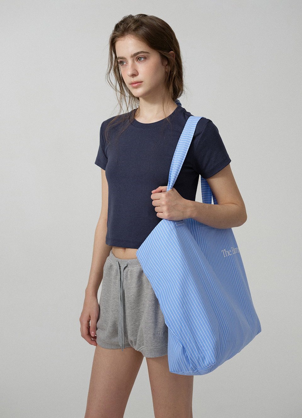 Cotton Stripe Tote Bag_Blue