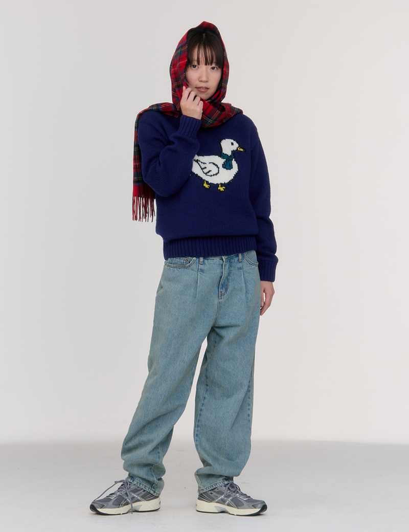 Curved Denim Pants (Blue) | ファッション通販サイト NUGU