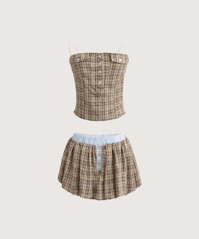 キュートキャミトップフレアスカートセットアップ