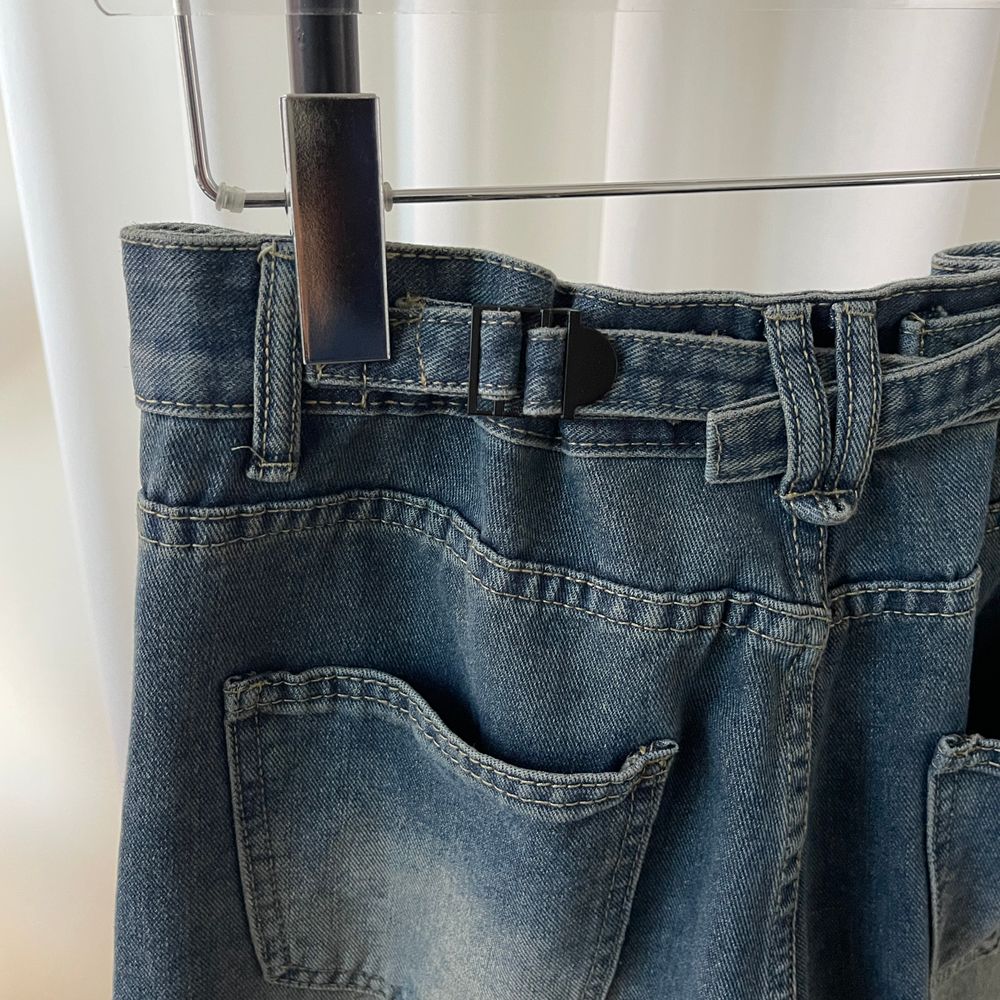 preloved オリジナル スリムストレートデニム ブラックデニム（unisex  