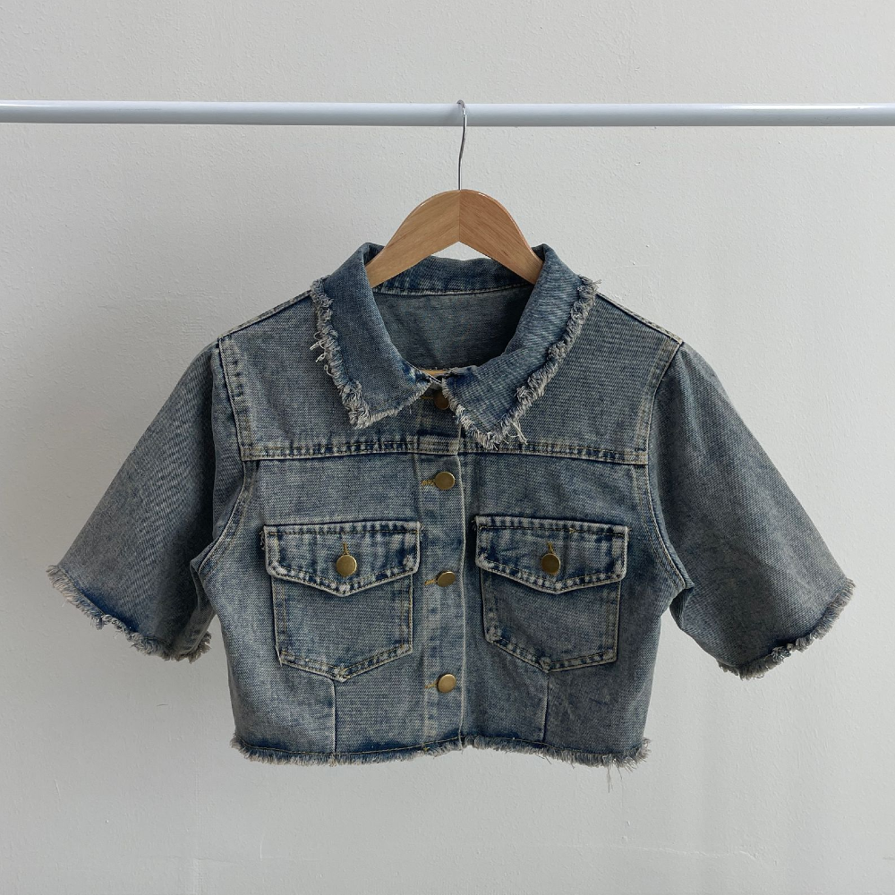SET] デニムクロップドジャケット＋ミニスカートセット