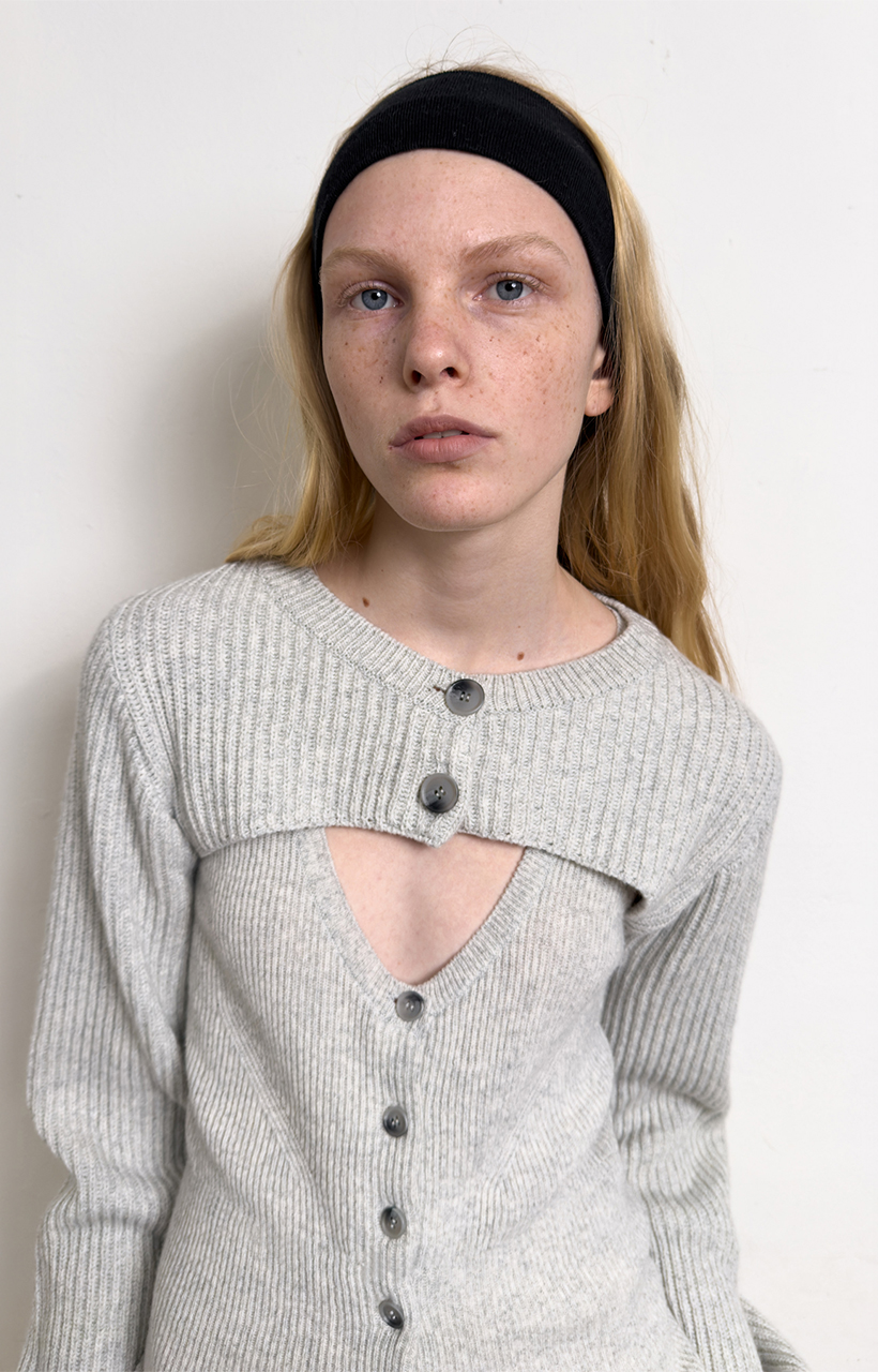 BOLERO LAYERED KNIT CARDIGAN (light grey) | ファッション通販サイト