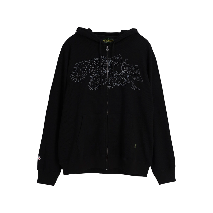 DEVIL LOGO ZIP HOODIE 블랙 전면.png