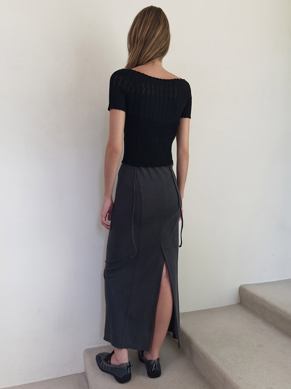 SCALLOP HALF SLEEVE KNIT (black) | ファッション通販サイト NUGU