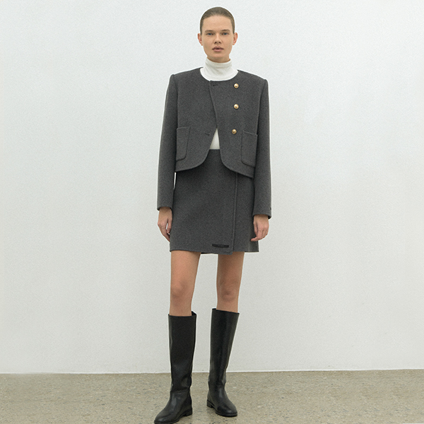 (Z-SK-4947)WOOL HANDMADE SET-UP SKIRT