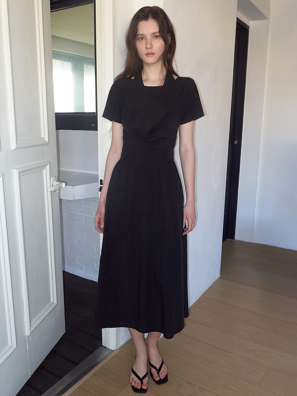 Layered Halter Dress, Black