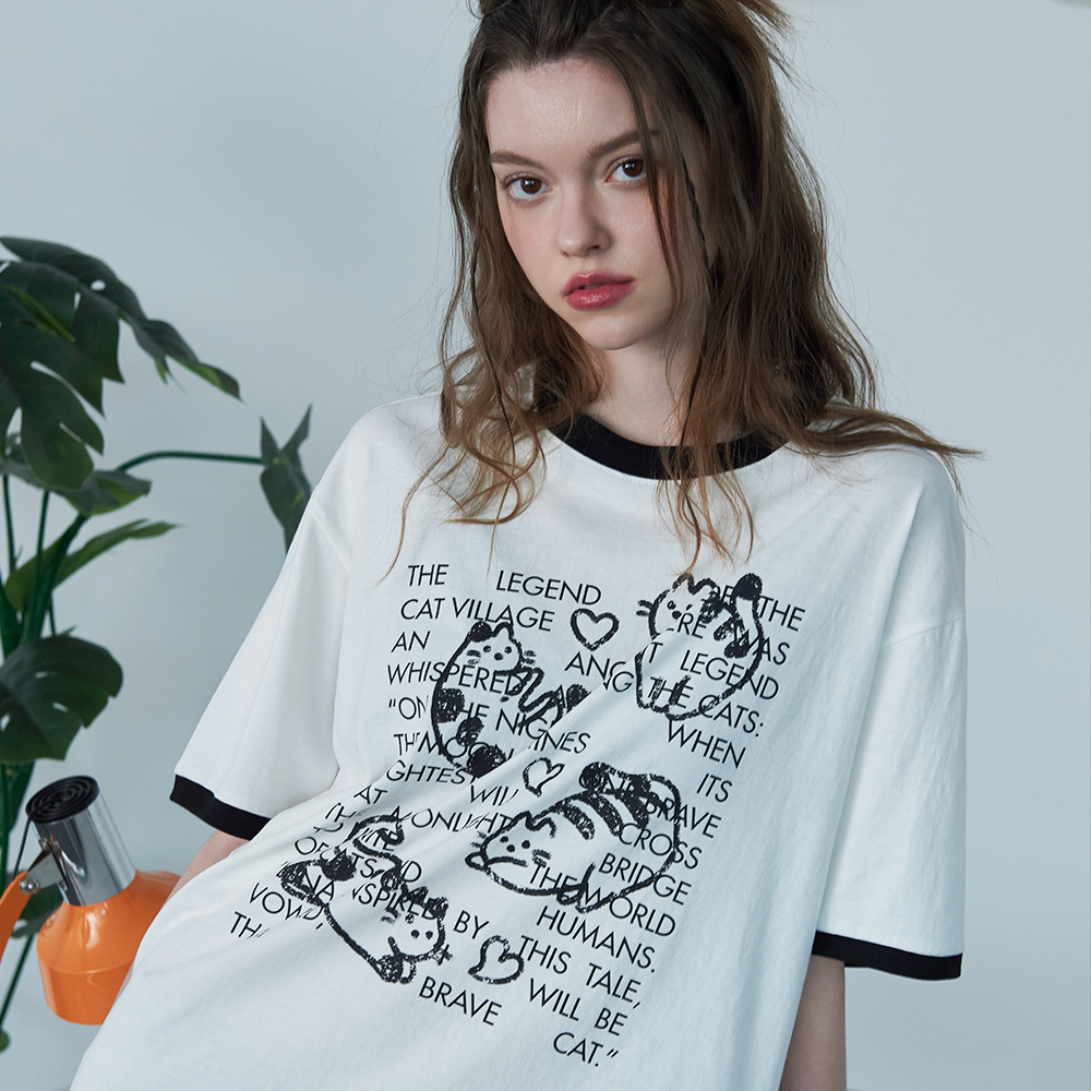 【CPGN STUDIO】25SS★ DTP Crayon Cat Short Sleeve Tee MUSINSA | CPGN STUDIO DTP Crayon Cat Short Sleeve T-shirt White