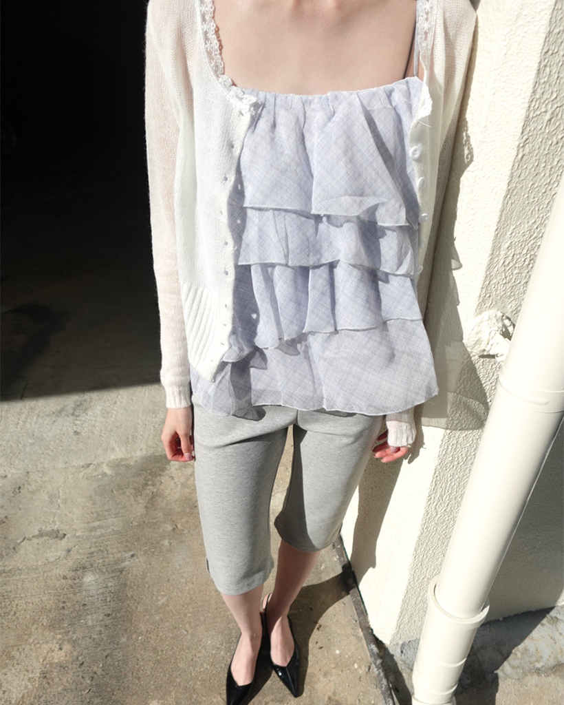 カンカンチェックタイセットノースリーブブラウス