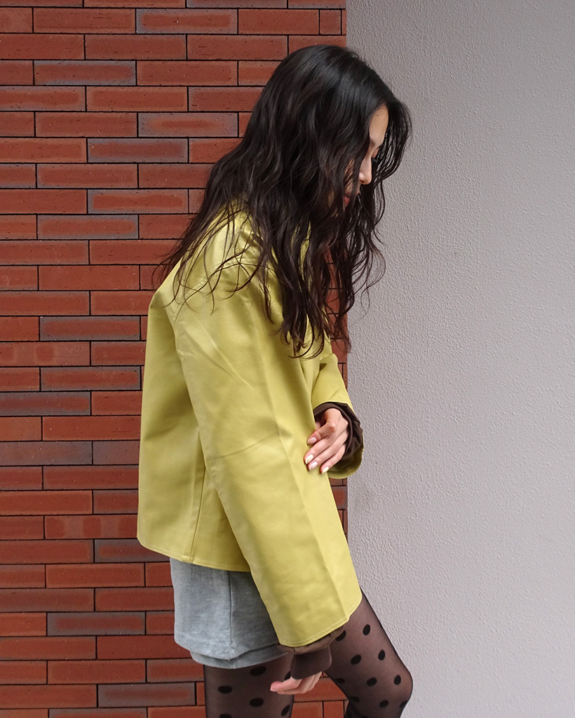 ショート　ジャケット Heather ジャケット テーラードジャケット シャークスキン