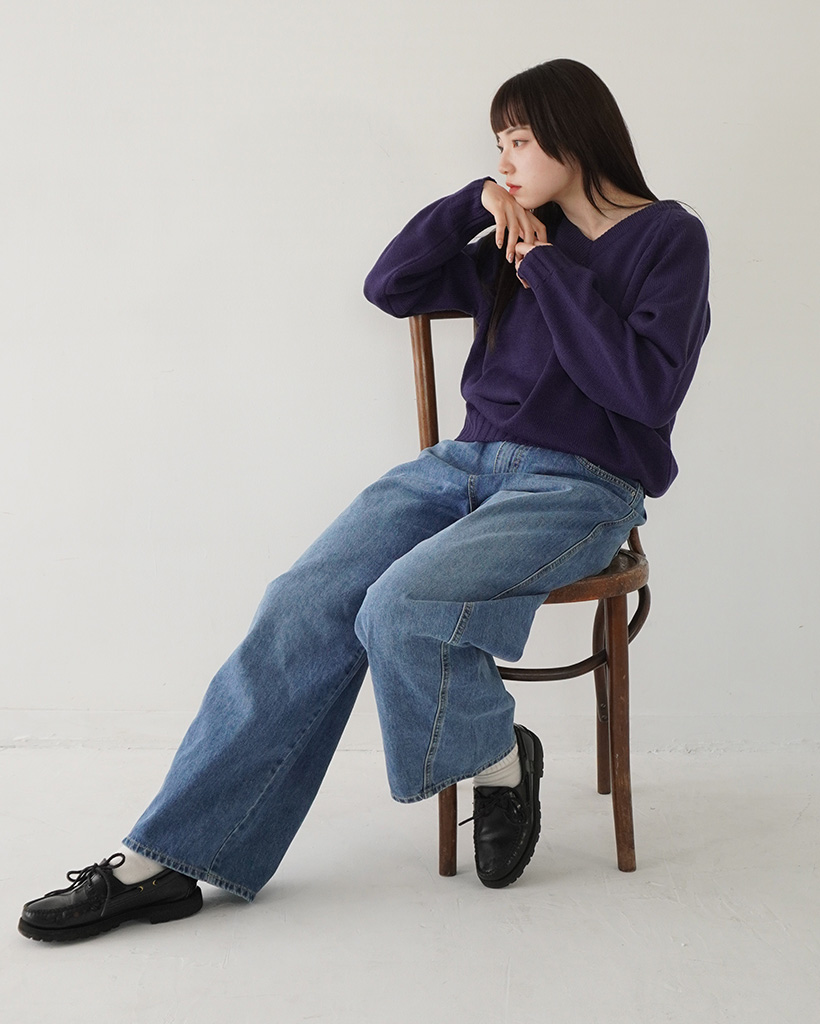 ユニセックス)カーブデニムワイドパンツ | ファッション通販