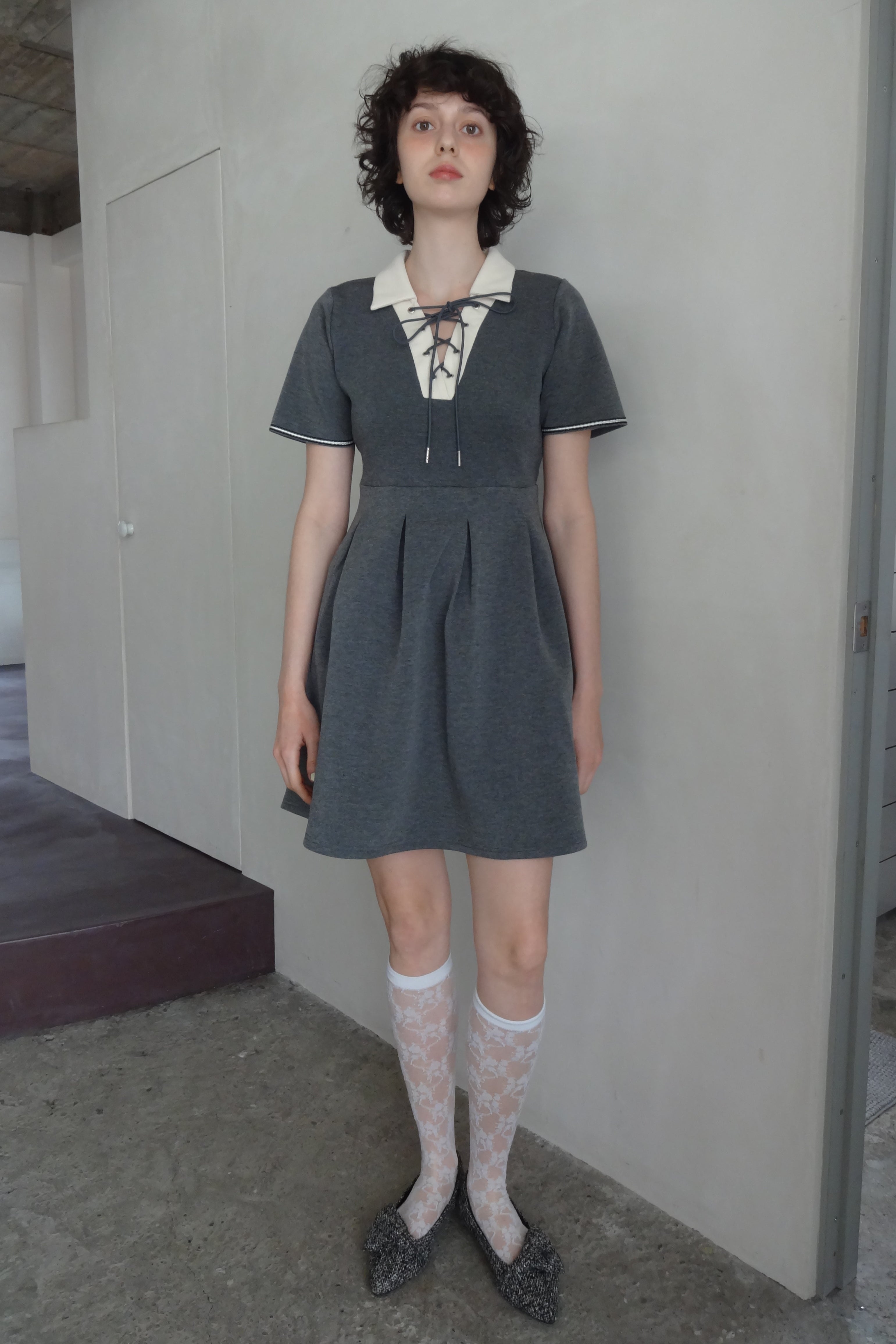 lace up polo onepiece | ファッション通販サイト NUGU