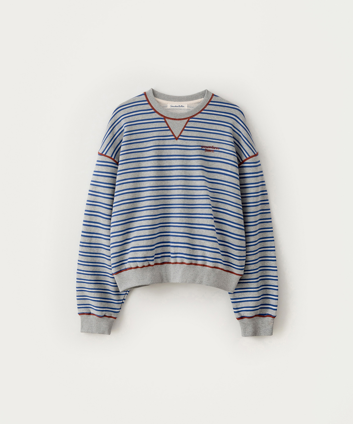 Small Wave Logo Stripe Sweatshirt - Grey | ファッション通販サイト NUGU