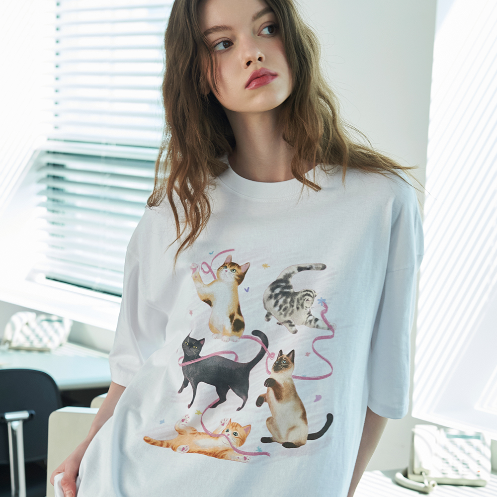 【CPGN STUDIO】25SS★ DTP Crayon Cat Short Sleeve Tee MUSINSA | CPGN STUDIO DTP Crayon Cat Short Sleeve T-shirt White