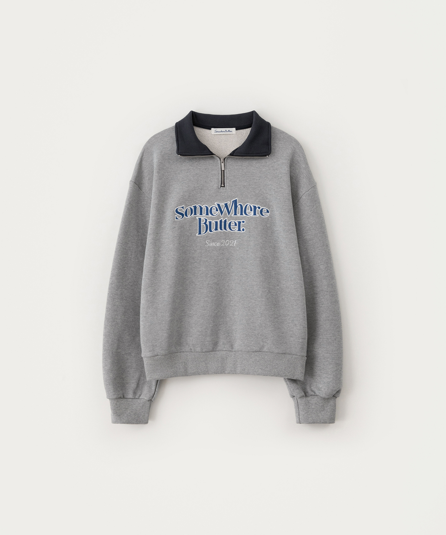 Wave Logo Half Zip-Up Sweatshirt - Grey | ファッション通販サイト NUGU
