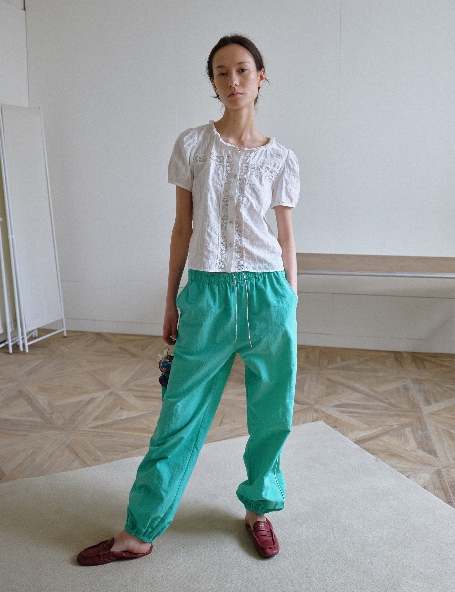 Darling Nylon Pants (Emerald Green)