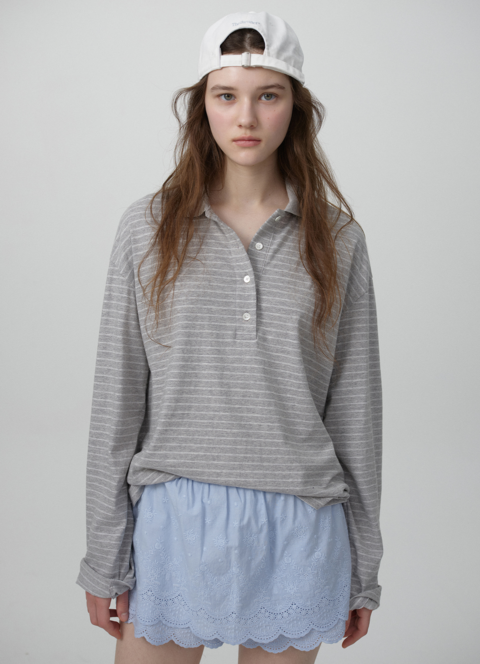 Delphine Stripe Pique Shirt_Grey