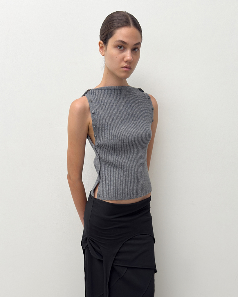 TWO WAY BUTTON TUBE TOP (GREY) | ファッション通販サイト NUGU