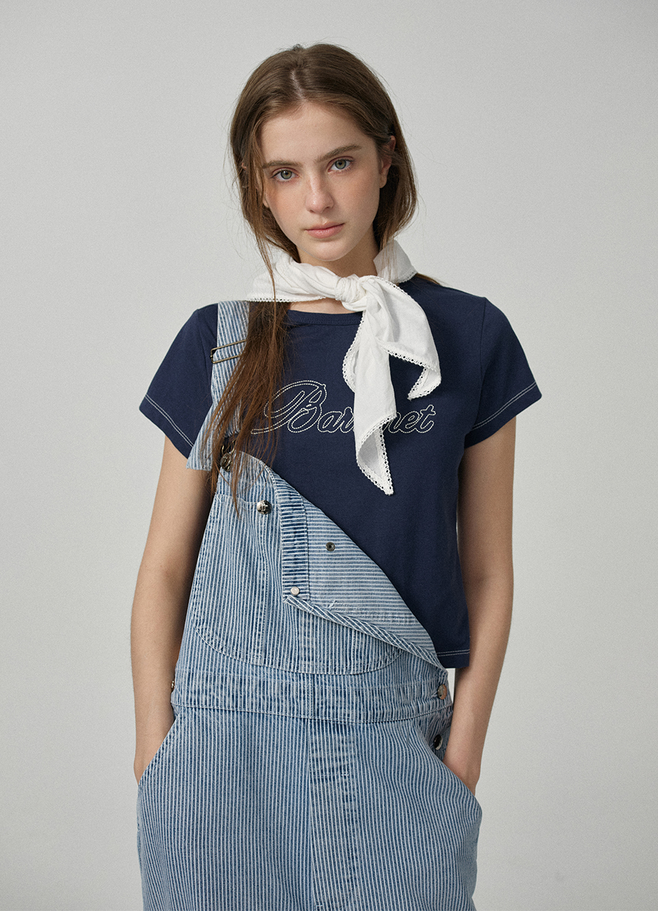Diana Chain Stitch Logo T-Shirt_Navy