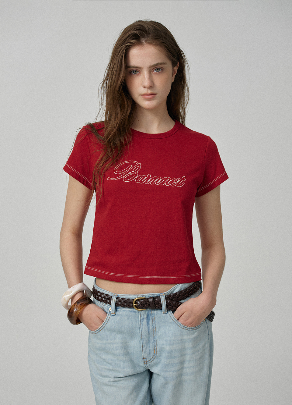 Diana Chain Stitch Logo T-Shirt_Red