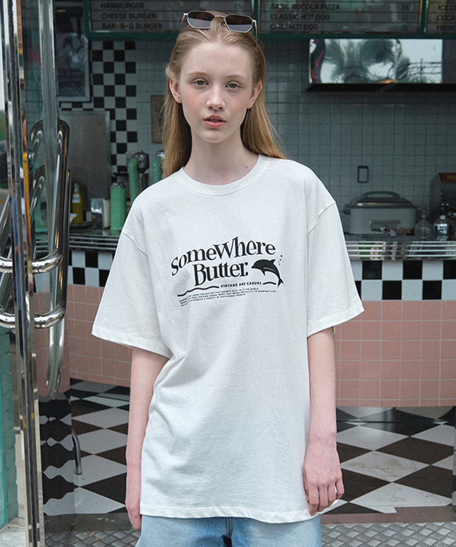 Dolphin Wave Logo Over-fit Top - Ivory