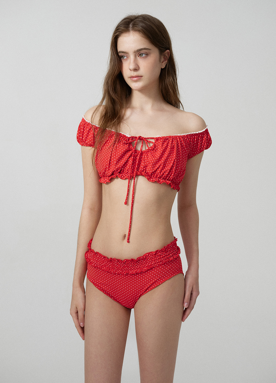 Dot Ruffle Bikini_Red