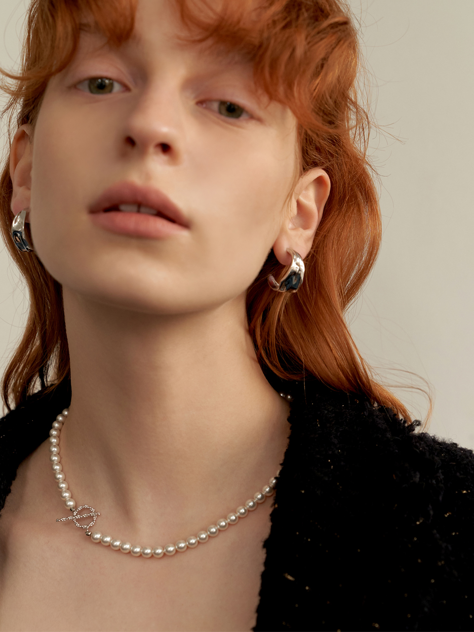 [leeENoir] 韓国アクセ☆Dot Toggle Pearl Necklace_全2色 Dot Toggle Pearl Necklace (2color) (4mm/6mm) | ファッション