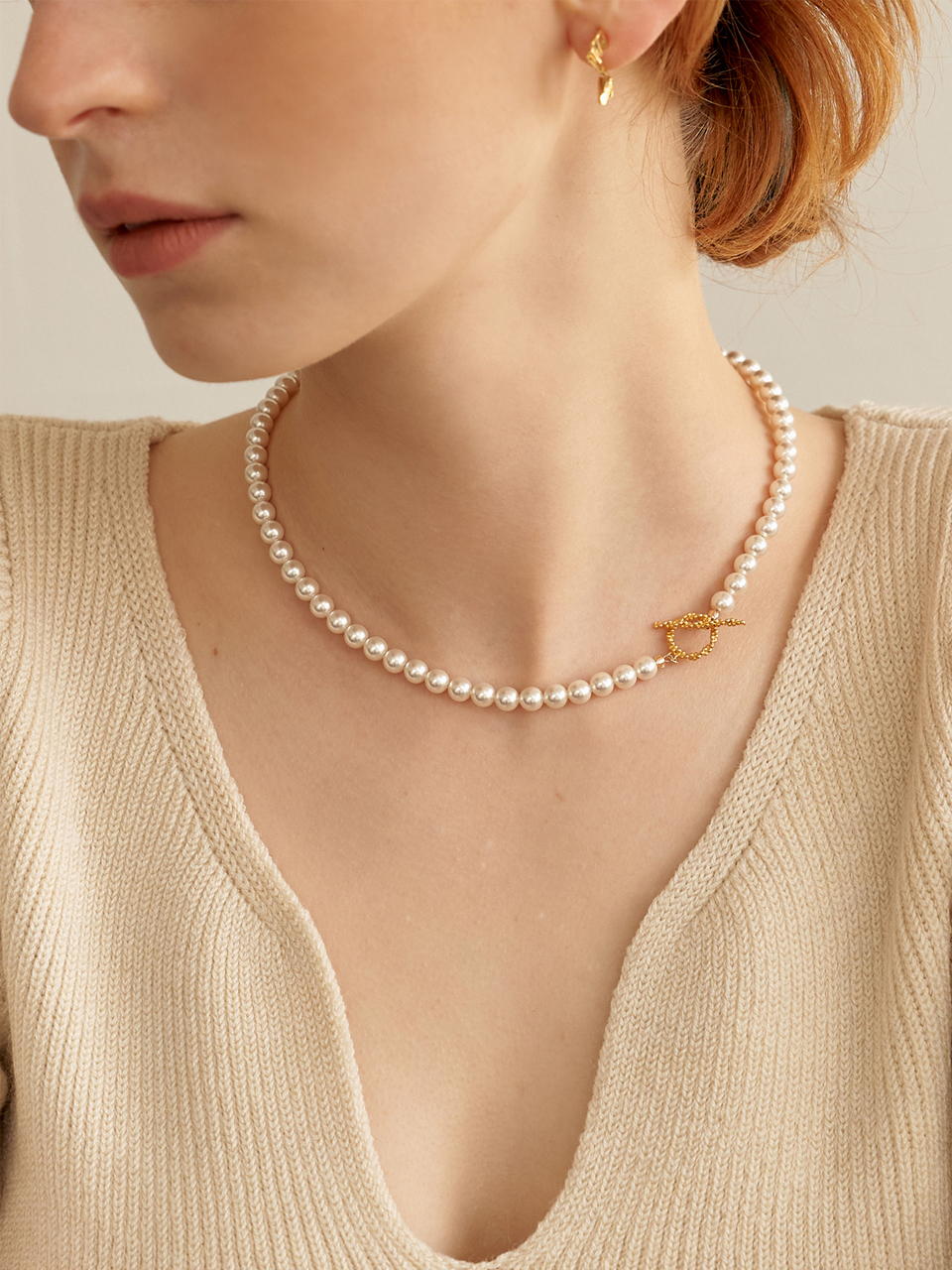 [leeENoir] 韓国アクセ☆Dot Toggle Pearl Necklace_全2色 Dot_Toggle_Pearl_Necklace_pJFg
