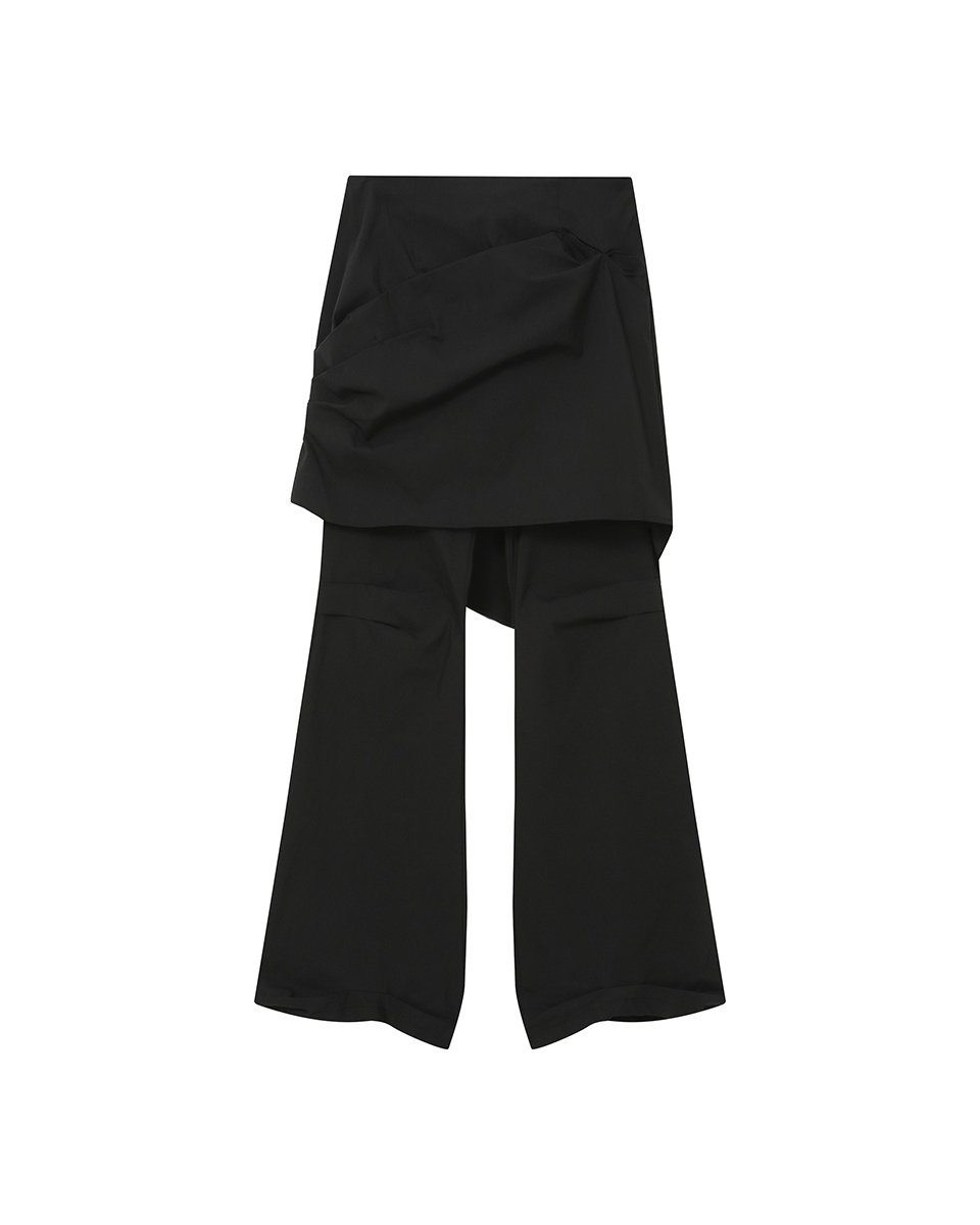 Draped chiton midi skirt pants SET BLACK | ファッション通販サイト NUGU