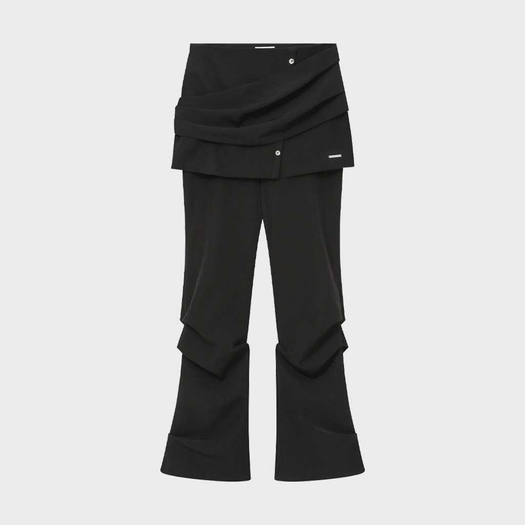 パンツ MISEKI SEOUL Draped shirt skirt pants Influencer pick] Draped shirt skirt pants SET BLACK | ファッション