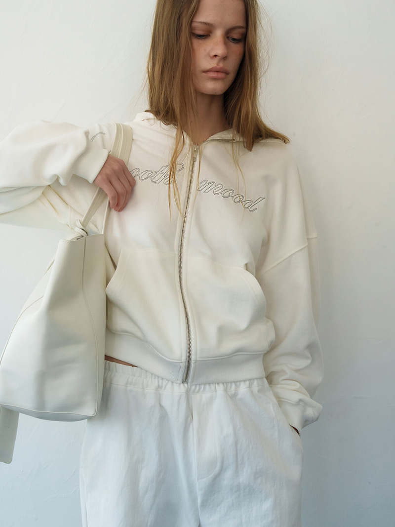 Drew Hooded Zip Up Ivory