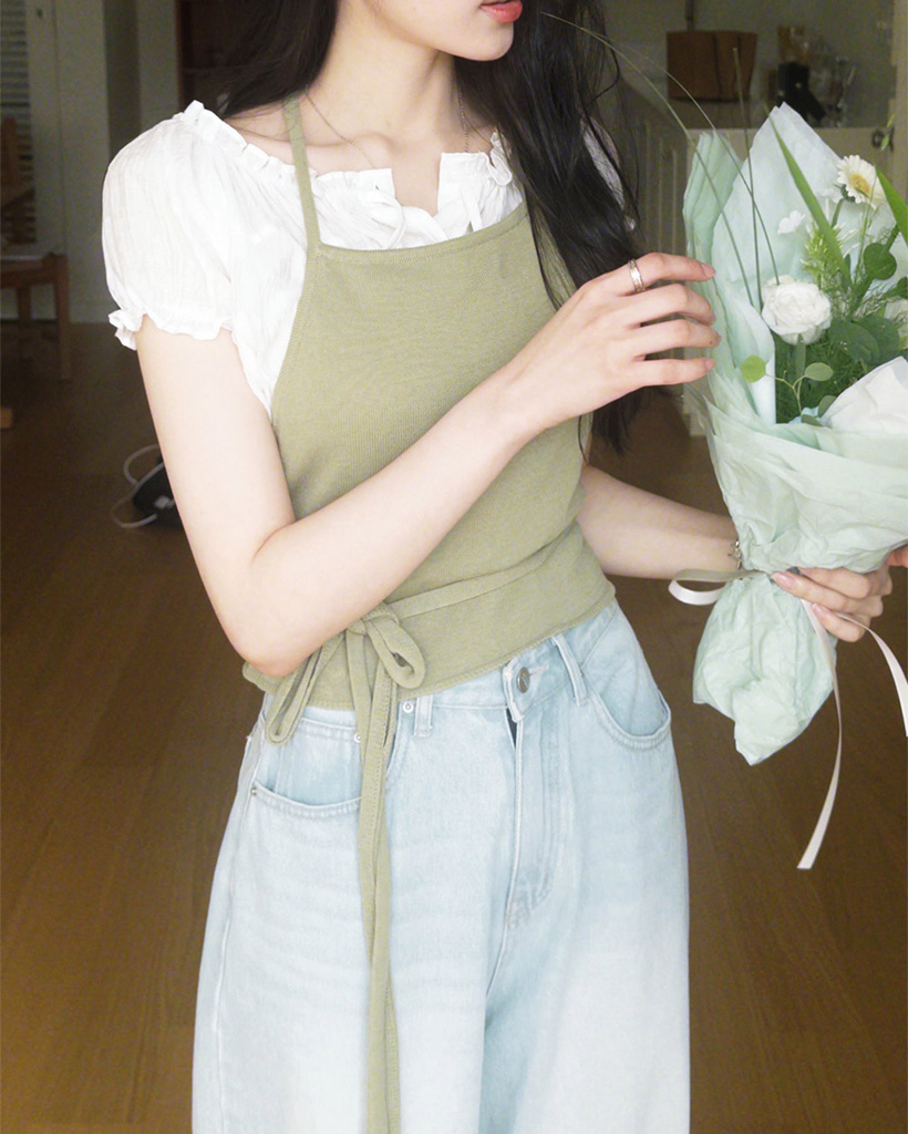 ホルターネックニットビスチェ レイヤードトップス | ファッション通販