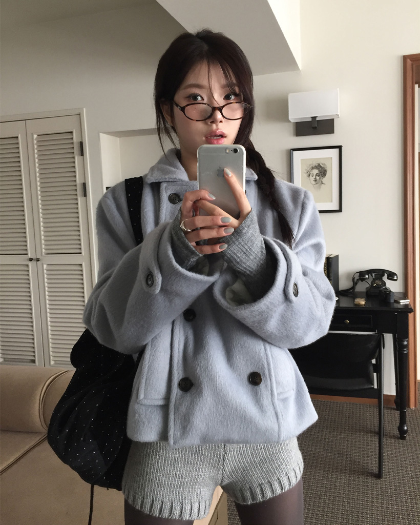 ダブルカラーウールハーフコート | ファッション通販サイト NUGU