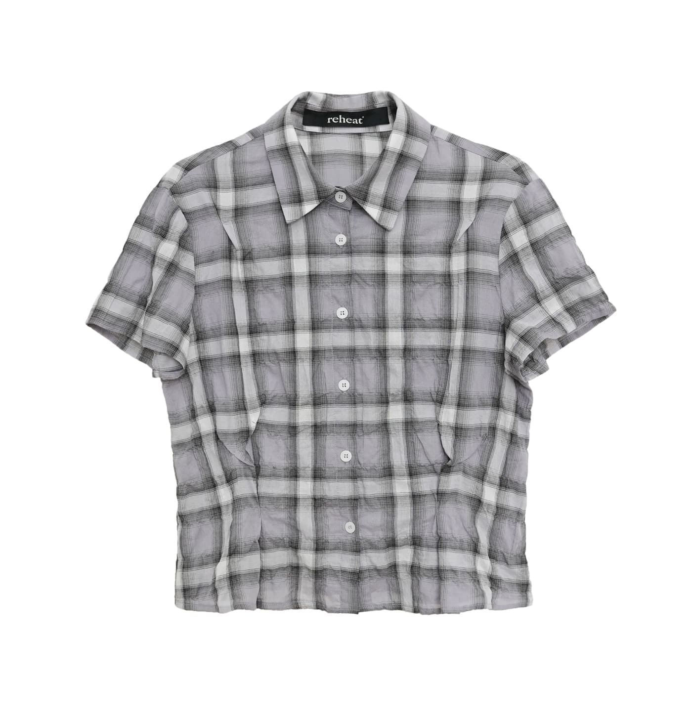 PINCHED CHECK SHIRT PURPLE GRAY