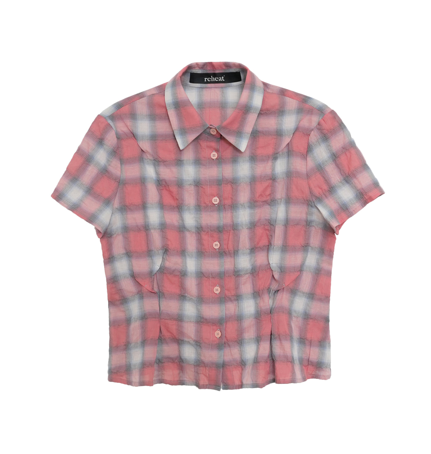 PINCHED CHECK SHIRT PEACH