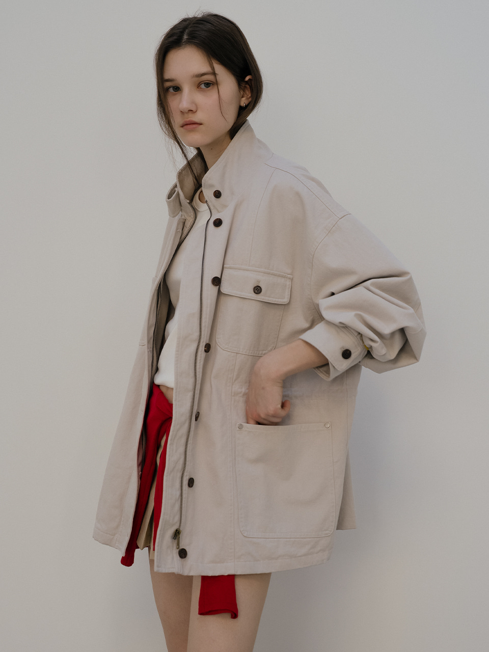 Over-Fit utility jacket [TISP05JK09]_Stone beige