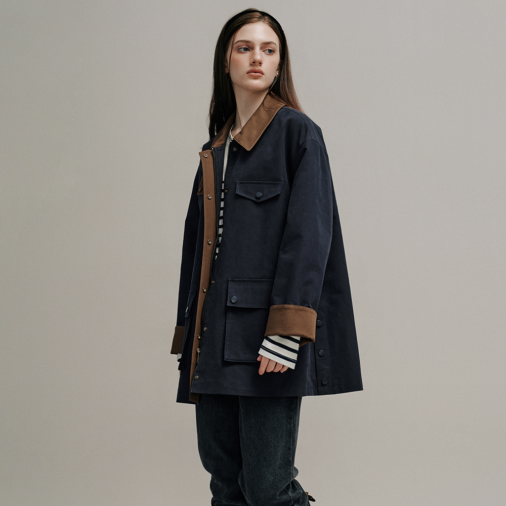 EPOQUE cotton half jacket_navy