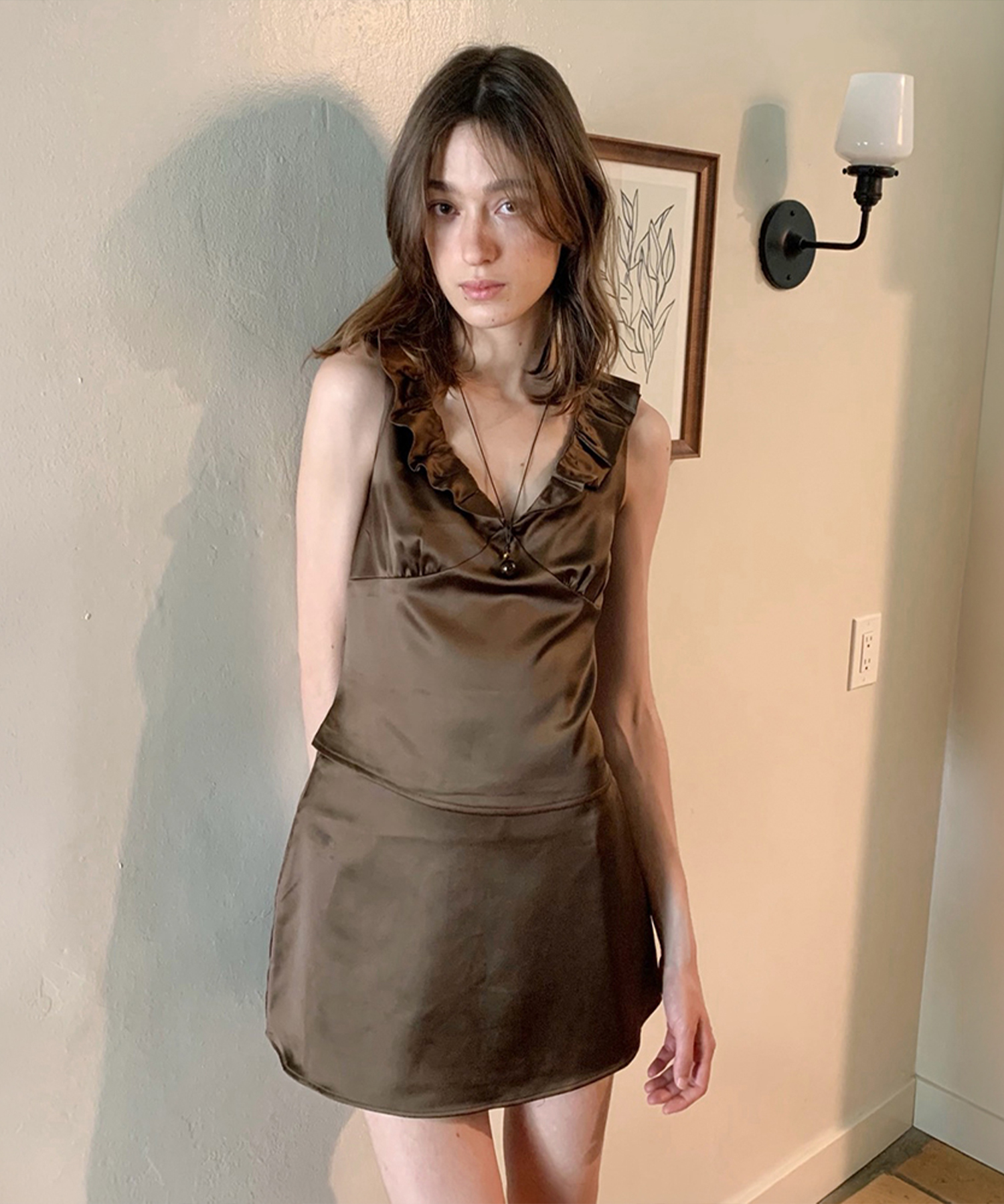 Elia Satin Blouse - Brown