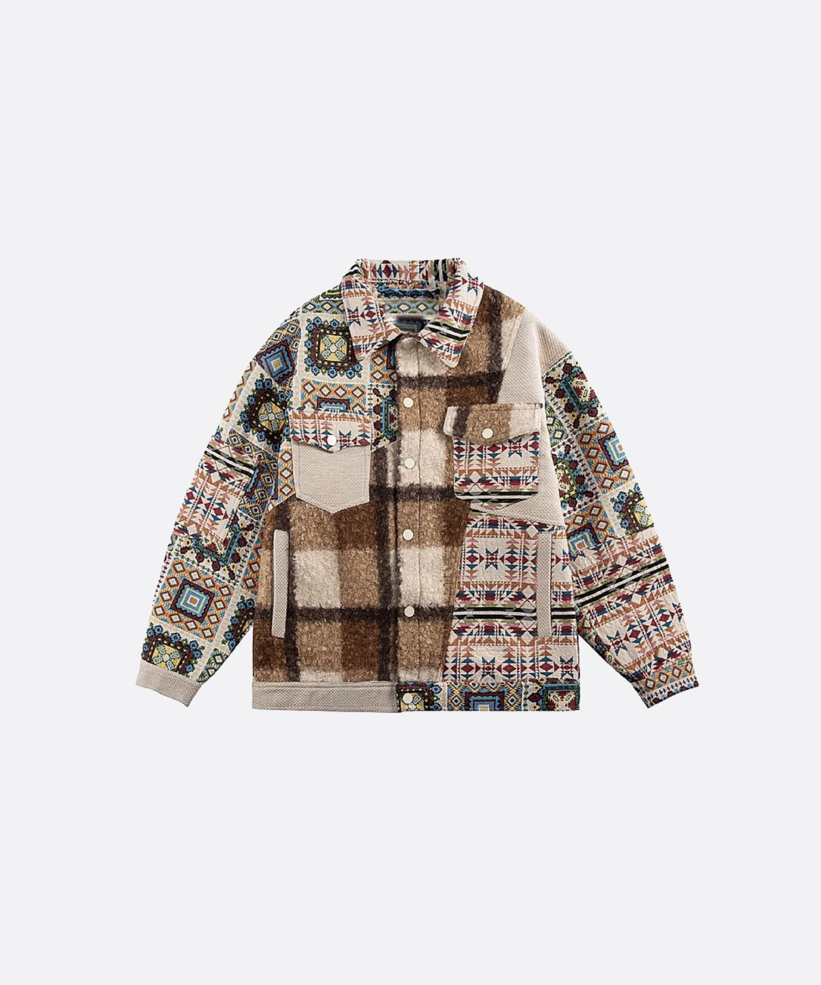 PGG ☆ピージージ☆美品✨ツリー柄 フード付きジャケット ボーダー柄フード付きジップジャケット 1枚 グレージュ L