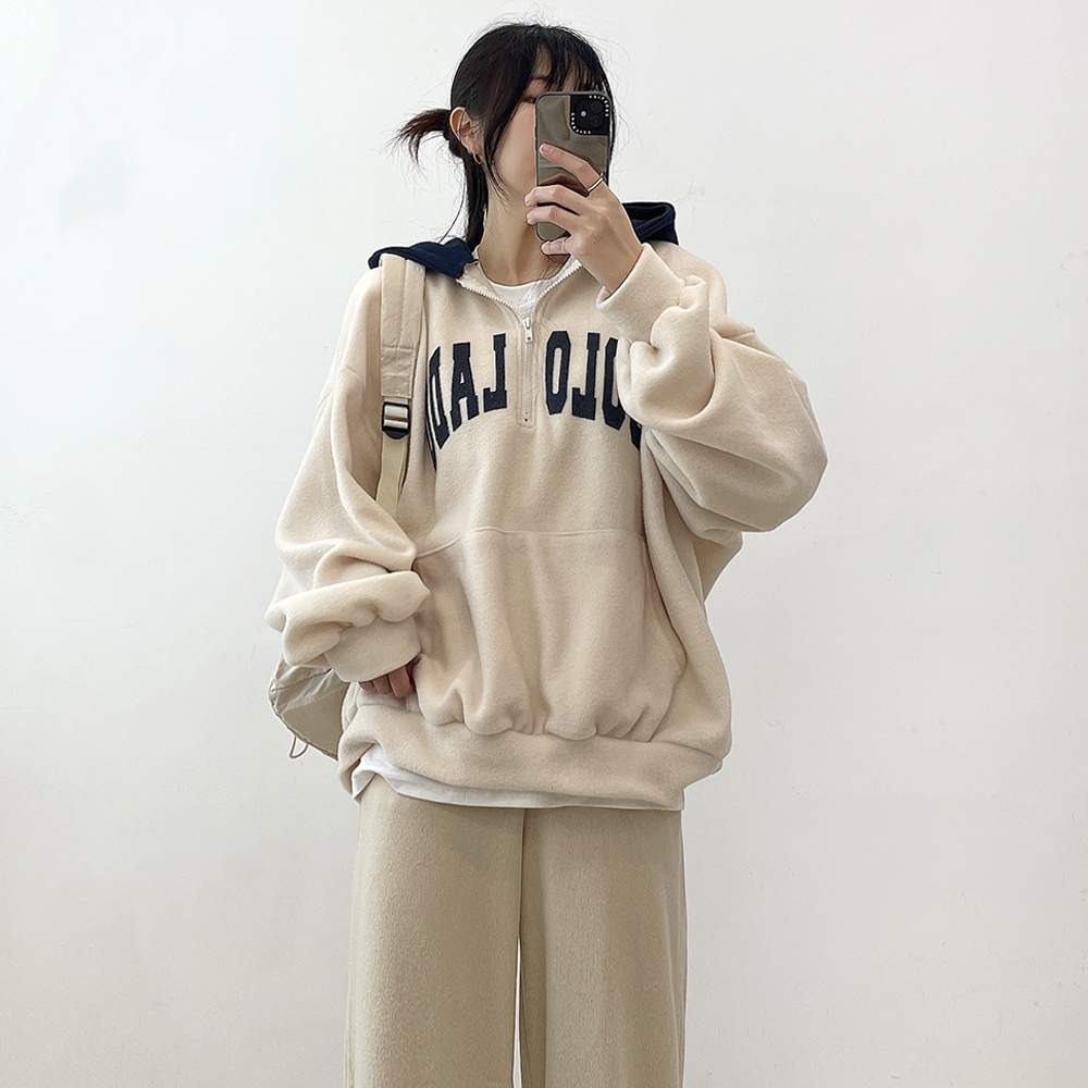 アノラックオーバーサイズ裏起毛ハーフジップパーカー | ファッション