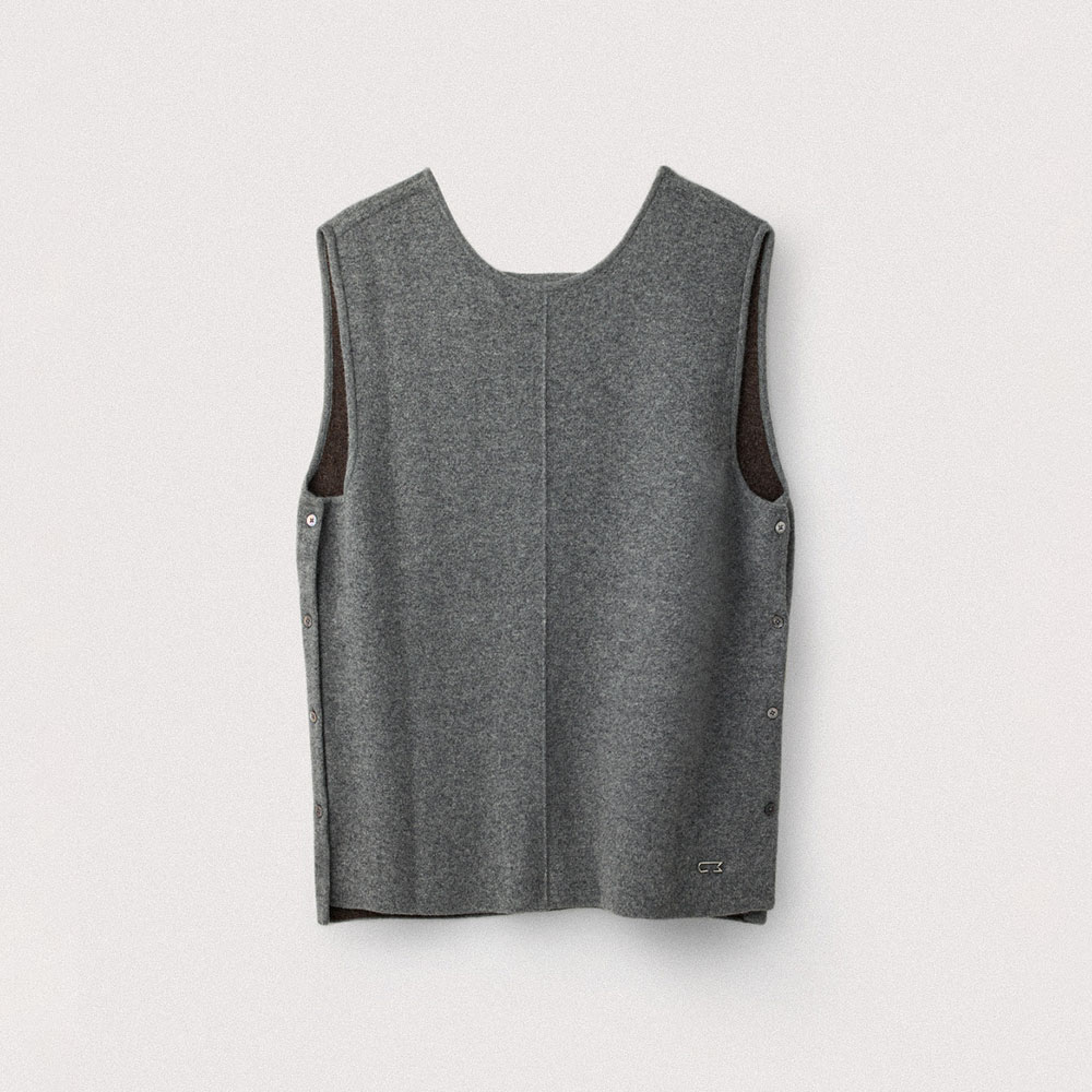 Wool Cashmere Double Faced Multiway Vest_Melange