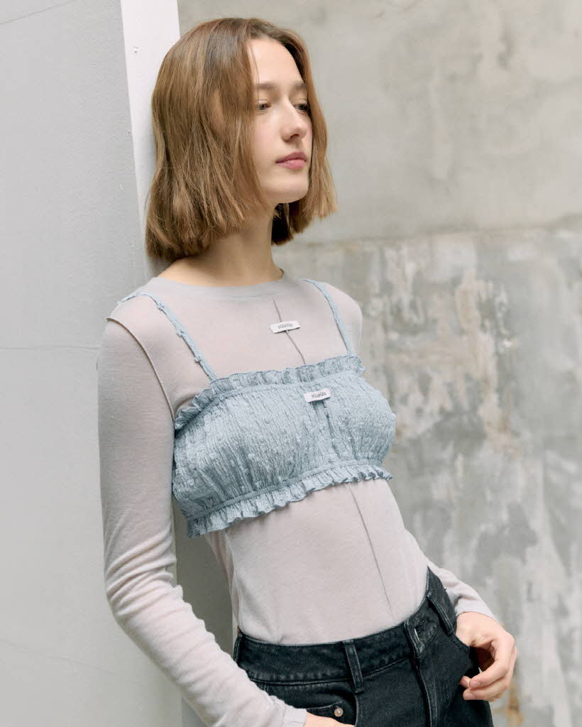 FRILL BUSTIER TOP BLUE | ファッション通販サイト NUGU 